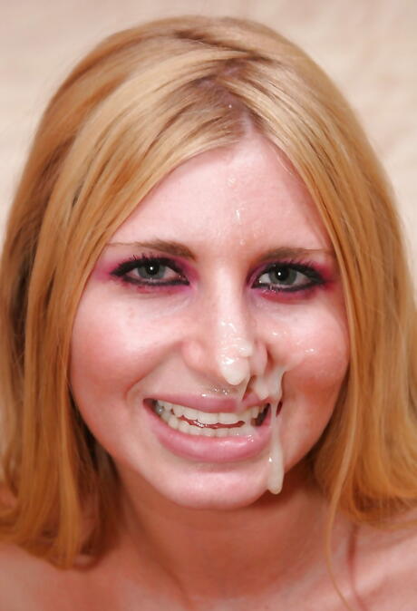 Foxy american blonde milf Larin Lane sucking on dick and gets a cum blast on her face 